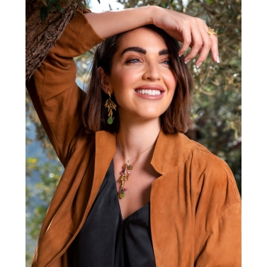 ISABEL GUARCH COLGANTE OLIVO ORO Y GEMAS NATURALES